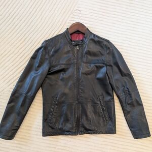 Black Leather Jacket By Ted Baker